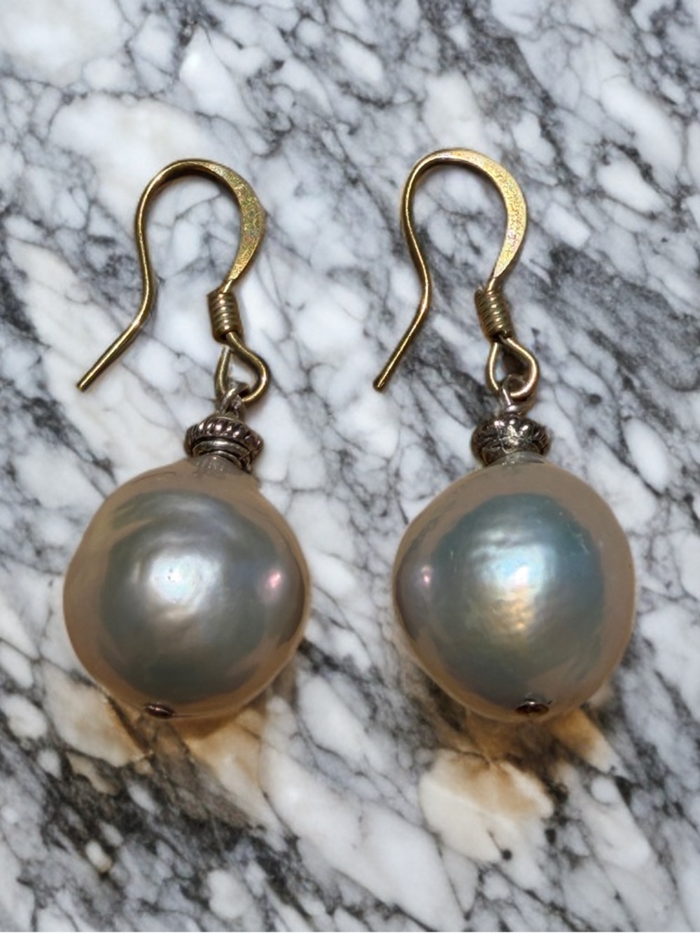 Genuine Baroque Freshwater Pearl Drop Earrings –  Iridescent Silver Pearl